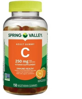 Вегетарианские жевательные резинки с витамином С со вкусом апельсина Spring Valley 250 мг 150 штук - Изображение 1 из 4