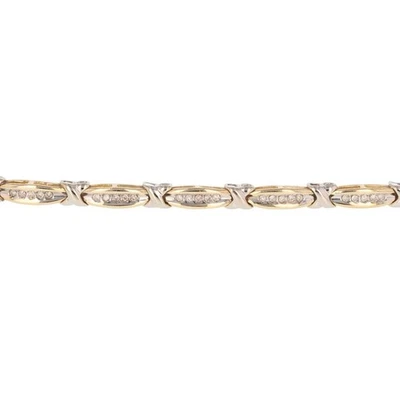 Juego de brazalete de diamantes de corte redondo de 0,36 quilates de oro multitono de 7,5" de 14 k 10,05 gramos Foto 1 de 4