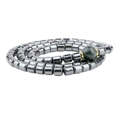 Natural Black Hematite Beads Drum Barrel Beads  Energy Stone  - Image 1 of 3