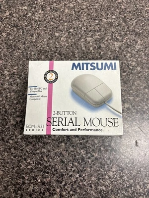 Vintage Mitsumi 2 Button Serial Mouse ECM-S31 For IBM PC & Microsoft New Sealed - Image 1 of 3