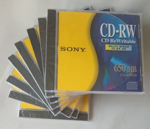 Sony CD RW 650 MB ReWritable Disc NEW Sealed 8 LOT Multi Speed Discs FAST Ship - Imagen 1 de 8