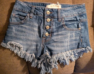 Pantalones Cortos de Jean Altar'd State Corte Denim Azul Para Mujer Talla 1 Botón Mosca 25" Cintura Foto 1 de 4