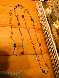 vintage 42 inch multi-color bead strand,seed beads,faceted,& spherical - Picture 1 of 2