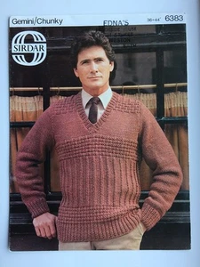 Vintage Sirdar Knitting Pattern No 6383 Man’s V Neck Sweater * Unused * - Picture 1 of 1