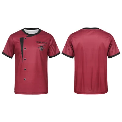 Men Short Sleeve Chef T-shirts Printed Graphic Crew Neck Restaurant Uniform - Image 1 of 4