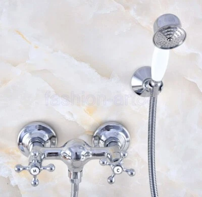 Chrome Bathroom Handheld Shower Faucet Set  With Ceramic Hand Spray fna775 - Image 1 of 4