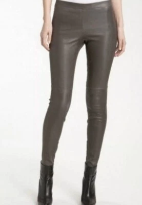 Leggings Vince ajustados para mujer marrón topo 100 % cuero con cremallera al tobillo talla XXS Foto 1 de 4