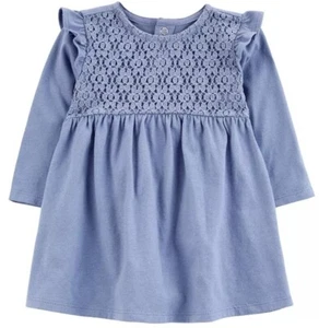 Baby Girl Carter's Light Blue Eyelet Chambray Dress Size 12 Months - Picture 1 of 4