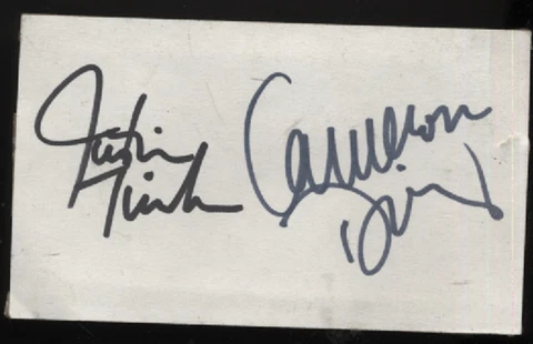 CAMERON DIAZ  AND JUSTIN TIMBERLAKE PEOSONALLY  SIGNED CARD Cover