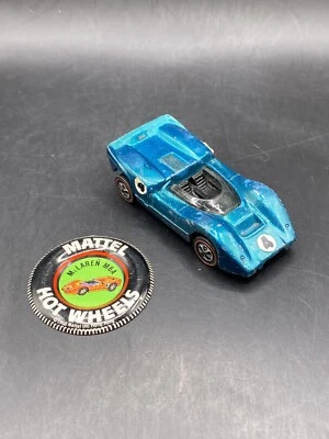 Hot Wheels Redline McLaren M6A Aqua Car Black Interior w Button Toy Car VTG - Image 1 of 4