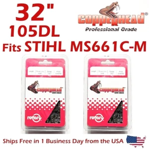 Copperhead 2-Pack 32" PRO Chains - 105DL, 3/8, .050 fits STIHL MS661-C 33RS-105 - Picture 1 of 11
