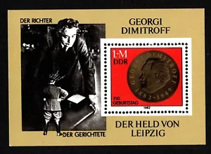 OPC 1982 Alemania DDR Dimitroff S/S Mi#2708 Bloque 68 Sc#2271 Estampillada sin montar o nunca montada 4489 - Imagen 1 de 1