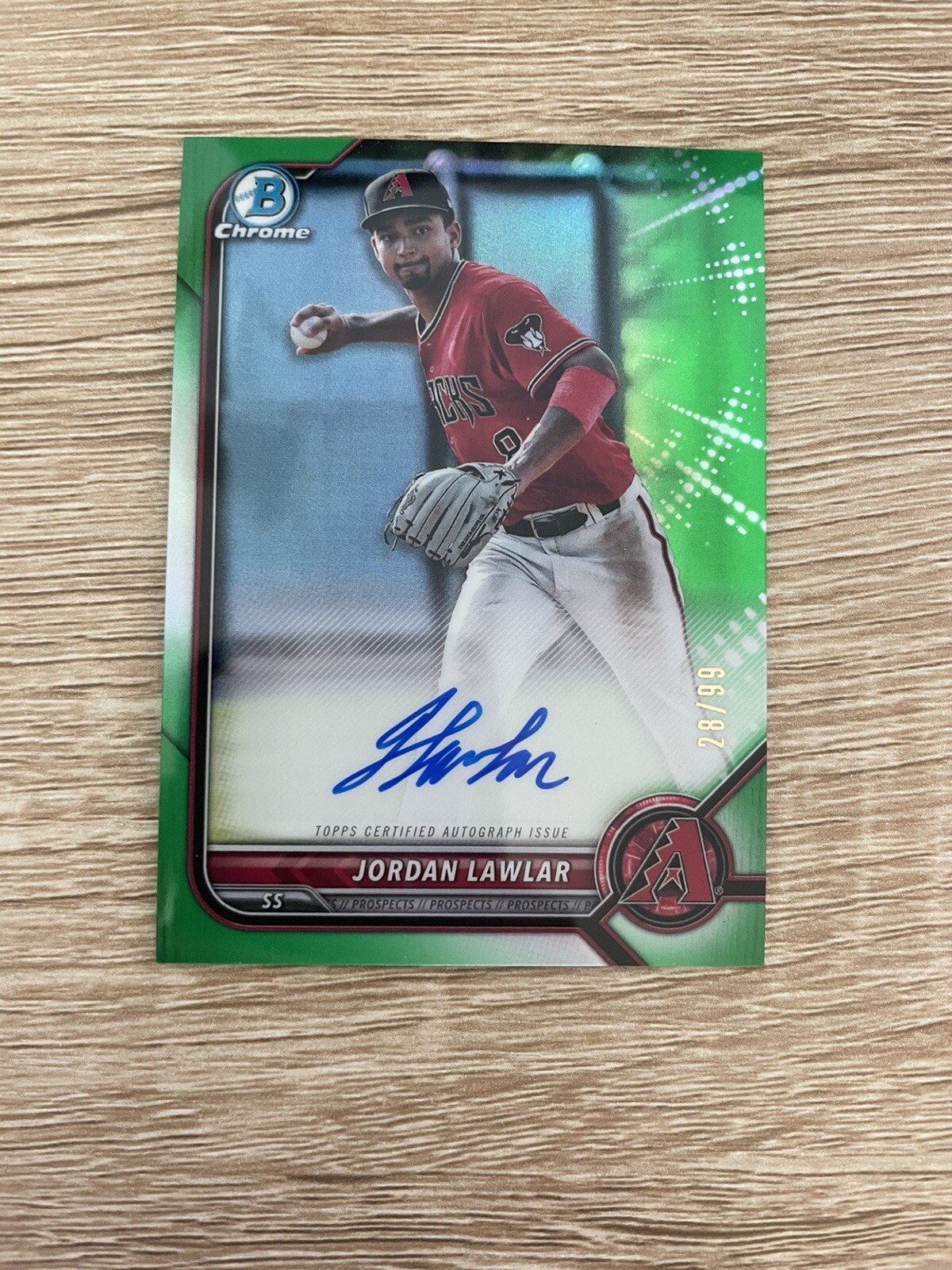 2022 Bowman Chrome Prospect Autograph JORDAN LAWLAR Green Shimmer /99 Auto