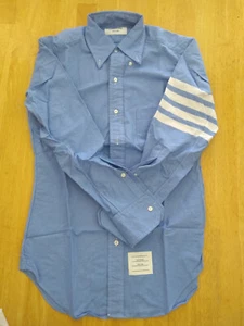 NWOT Thom Browne Blue with Woven 4 Bar Sleeve Stripe 14.5-32 TB0 MSRP $550 - Picture 1 of 11