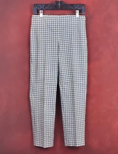 Talbots Heritage Ankle Pants Size 2 Mid-Rise Tapered Geometric Wrinkle Free Blue - Picture 1 of 6