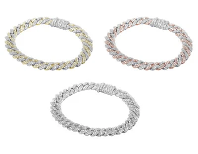 Miami Cuban 6 1/5 CT Real Diamond Link Bracelet Gold  8MM   7" - Image 1 of 4