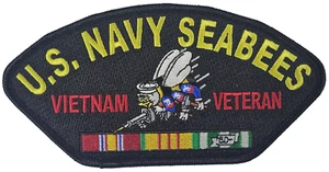 USN NAVY SEABEE VIETNAM VETERAN W/ SERVICE RIBBONS PATCH CAN DO CB CONSTRUCTION - Picture 1 of 1