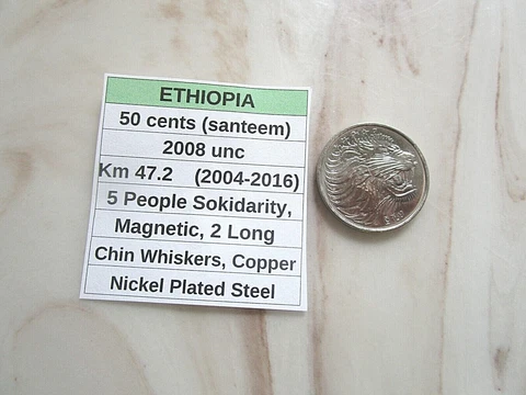 ETHIOPIA,   50 cents (santeem), 2008, km 47.2 (1977-2008) unc Cover