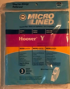 DVC ~ MicroLined ~ Hoover Type Y ~ Vacuum Bags ~ 3 Pack ~ Brand New  - Picture 1 of 2