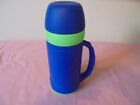 RETRO 1986 BLUE & GREEN 0.5L model 36-50 CAPACITY THERMOS FLASK WITH 2 CUPS VGC