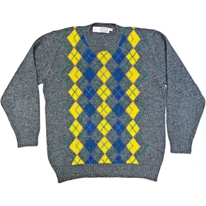 British Heritage 100% Pure New Wool Argyle Sweater Made In England Size XL - Bild 1 von 12