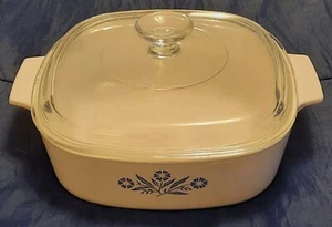 CORNING WARE blaue Kornblume 2+ Quart Auflaufform A-2-B Vintage mit Pyrex Deckel - Bild 1 von 11