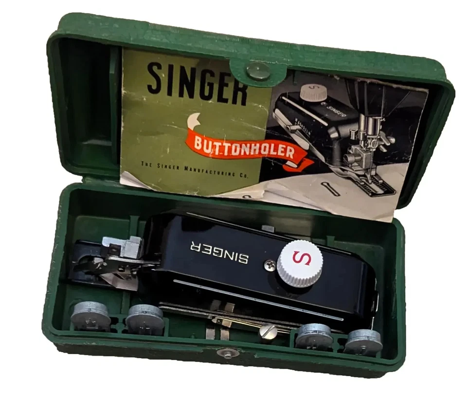 Buttonholer for Low Shank Sewing Machines by Singer, Simanco #160506(Green Case) - Image 1 of 4