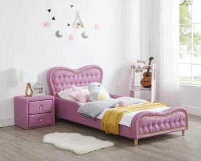 ALL 4 KIDS Brooklyn Heart PU Leather Single Upholstered Bed - Pink - image 1 of 4