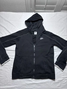 Nike Boys Hoodie Sweatshirt Black Long Sleeve Full Zip Logo Fleece XL Size - Picture 1 of 10