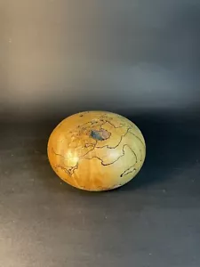 Gedrechselte Holz gespleißte Ahorn Kugel Samen Topf Vase signiert 1990 Kersaw? - Bild 1 von 13