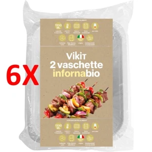 6 X Vikit 2 Vaschette Infornabio 5-6 Porzioni, Forno Microonde, Forno Tradizion - Foto 1 di 1