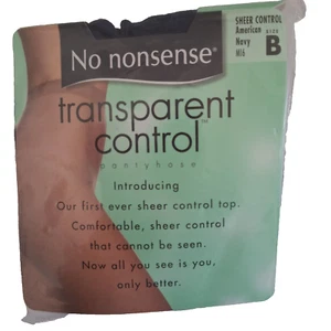 No Nonsense Pantyhose Transparent Control Sheer Control Size B Navy New - Picture 1 of 3