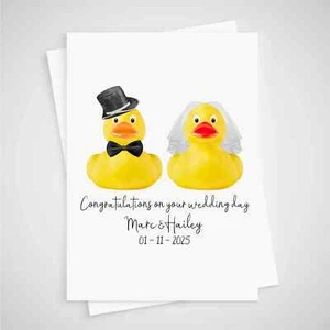 Personalised Rubber Duck Wedding Card Congratulations - Picture 1 of 2