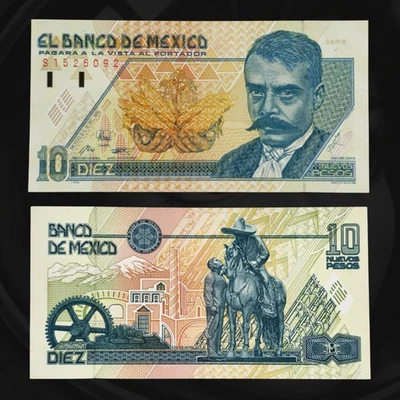 ​🇲🇽 1992 Mexico 10 Nuevo Pesos, Emiliano Zapata, PAGARA A LA VISTA AL PORTADOR - Image 1 of 3