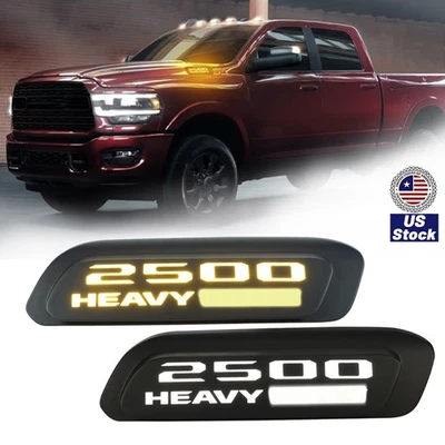 LED Hood Side Marker Lights Turn Signal For Dodge RAM 2500 Heavy Duty 2019-2024 - Image 1 of 4