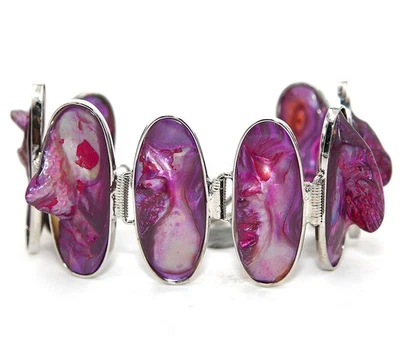 Brazalete de tenis de plata esterlina 925 con perlas Biwa moradas naturales BS2 Foto 1 de 3