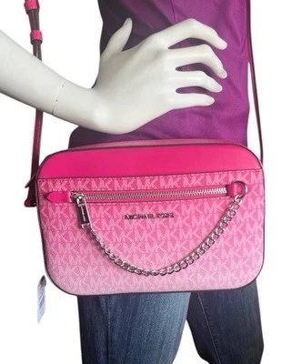 Michael Kors Jet Set Ombre Crossbody Bag w/ Zip Chain Strap Dragonfruit + MK Box - Image 1 of 4