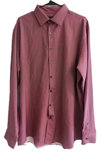 Men's Dress Shirt Red Button Down Long Sleeve Alfani Fitted Stretch Sz L 17-17.5 - Picture 1 of 4