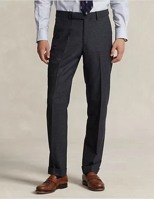 NUEVO CON ETIQUETAS $268 Polo Ralph Lauren Elastizado Mezcla de Lana 44x32 Franela Traje Pantalón Pantalones Foto 1 de 4