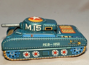 Vintage 1950's Daiya Japan 6" Tin Friction Tank M.15 - Works - Picture 1 of 5