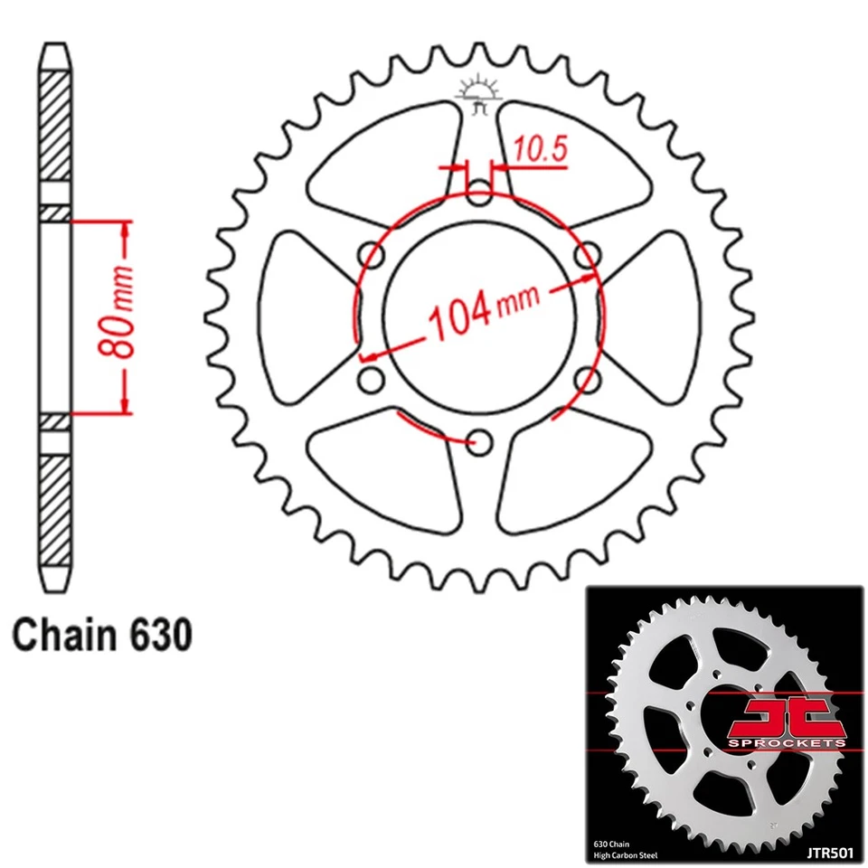 Piñones JT Piñón Trasero Acero 630 Paso 33 Dientes Kawasaki KZ 700A (1984) Foto 1 de 2
