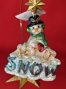 Christopher Radko Let It Snow Schneemann Glas Ornament Polen mundgeblasen  - Bild 1 von 4