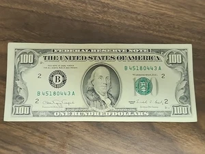 Series 1990 $100 Bill * NEW YORK * B 45180443 A - Picture 1 of 6