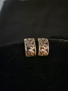 Orecchini Vintage Napier Tono Argento Rettangolari Rotolo Clip Vite Lunghezza 1/2" - Foto 1 di 5