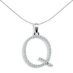 9ct White Gold Jewelco London Diamond Block Initial ID Charm Pendant Letter Q - Picture 1 of 4