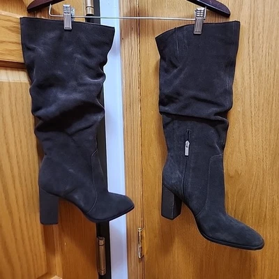 Великолепные ботинки женщин 9 M Gloria высокий колена коричневый кожаный молнии каблук - Изображение 1 из 4