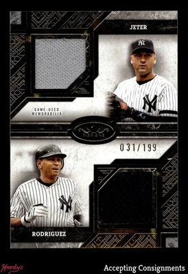 2025 Topps Tier One Derek Jeter & Alex Rodriguez DUAL GAME-USED JERSEY 031/199 - Image 1 of 2