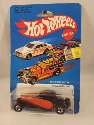 Tarjeta azul Hot Wheels 37 Bugatti #1696 1981 BW negro sin usar, en caja con paquete de protección Foto 1 de 4