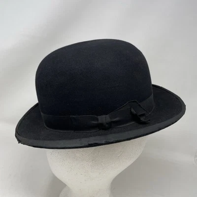 Antiguo sombrero de bombín especial Bellemont para hombre talla 6 3/4 vintage fieltro negro años 1900 Foto 1 de 4