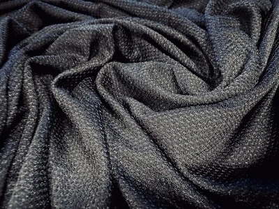 Pique Jacquard Jersey Dress Fabric, Per Metre - Black - Image 1 of 3